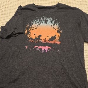 Graphic Crewneck T-Shirt - Charcoal with Sunset Print Lion King